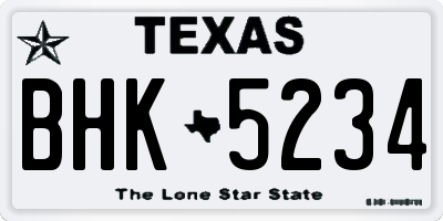 TX license plate BHK5234
