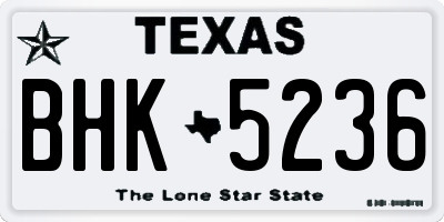 TX license plate BHK5236