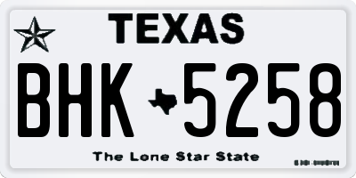 TX license plate BHK5258