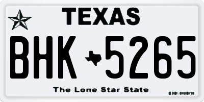 TX license plate BHK5265