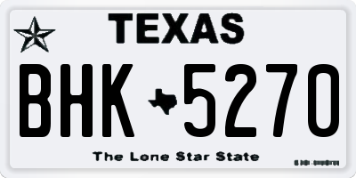TX license plate BHK5270