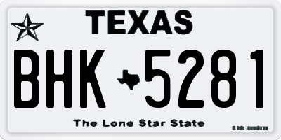 TX license plate BHK5281