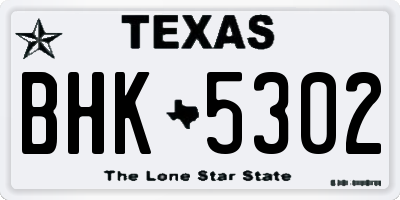 TX license plate BHK5302