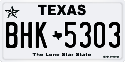 TX license plate BHK5303