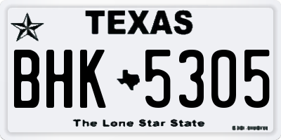 TX license plate BHK5305