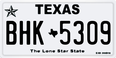 TX license plate BHK5309