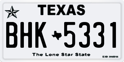 TX license plate BHK5331