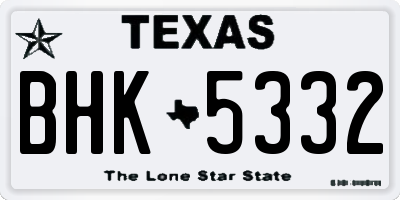 TX license plate BHK5332