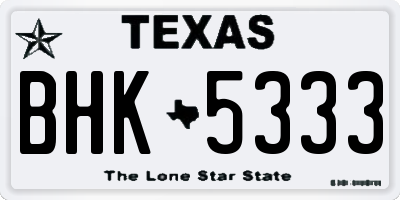 TX license plate BHK5333