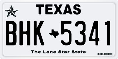 TX license plate BHK5341