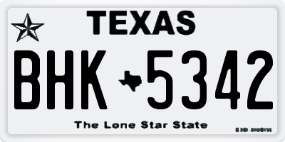 TX license plate BHK5342