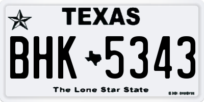 TX license plate BHK5343