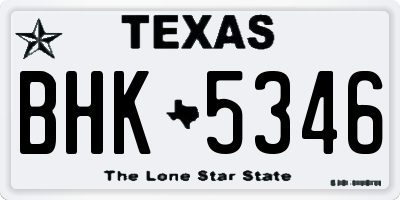 TX license plate BHK5346