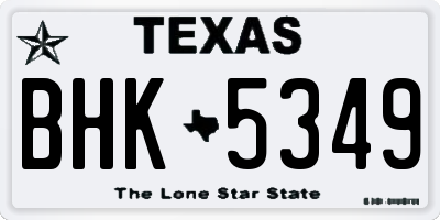 TX license plate BHK5349