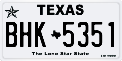 TX license plate BHK5351
