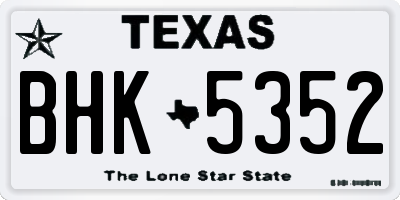 TX license plate BHK5352