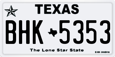 TX license plate BHK5353