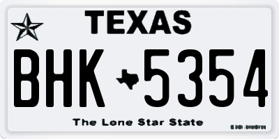TX license plate BHK5354