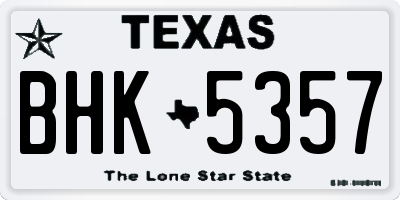 TX license plate BHK5357
