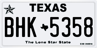TX license plate BHK5358