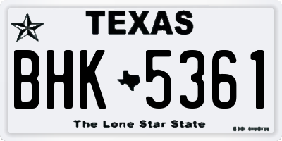 TX license plate BHK5361
