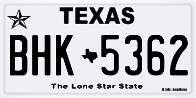 TX license plate BHK5362