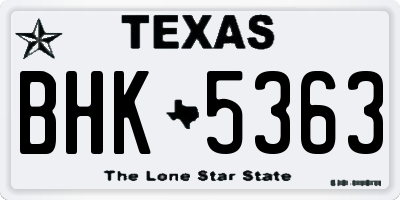 TX license plate BHK5363