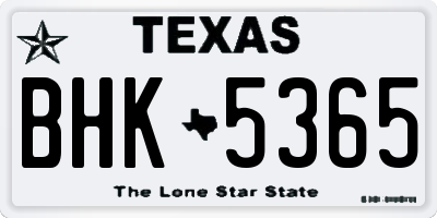 TX license plate BHK5365
