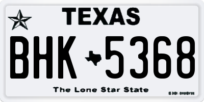TX license plate BHK5368