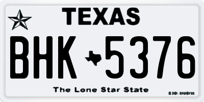 TX license plate BHK5376