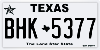 TX license plate BHK5377