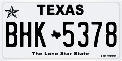 TX license plate BHK5378