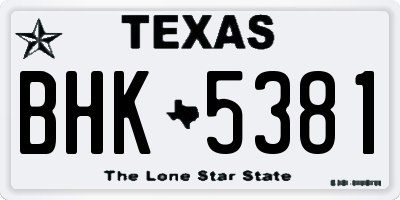 TX license plate BHK5381
