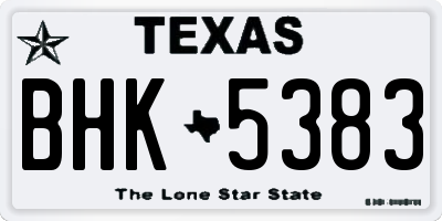 TX license plate BHK5383