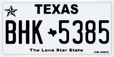 TX license plate BHK5385