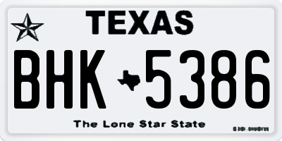 TX license plate BHK5386