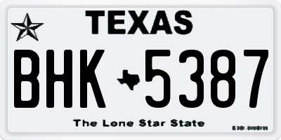 TX license plate BHK5387