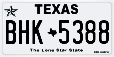 TX license plate BHK5388