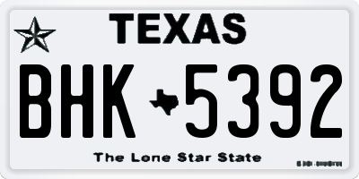 TX license plate BHK5392