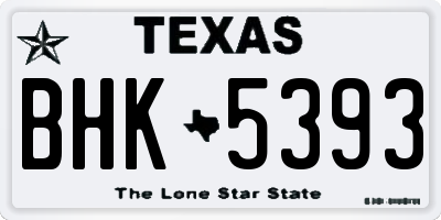 TX license plate BHK5393
