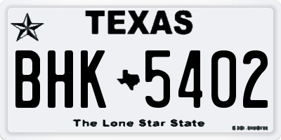 TX license plate BHK5402