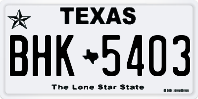TX license plate BHK5403