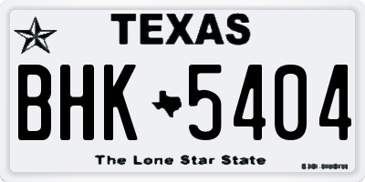TX license plate BHK5404