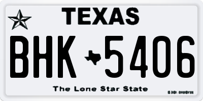 TX license plate BHK5406