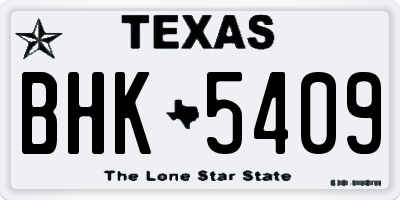 TX license plate BHK5409