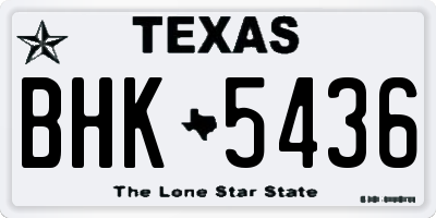 TX license plate BHK5436