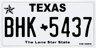 TX license plate BHK5437