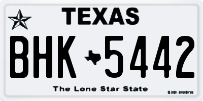 TX license plate BHK5442
