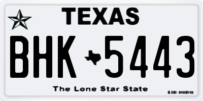 TX license plate BHK5443