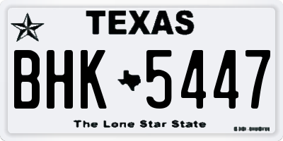 TX license plate BHK5447